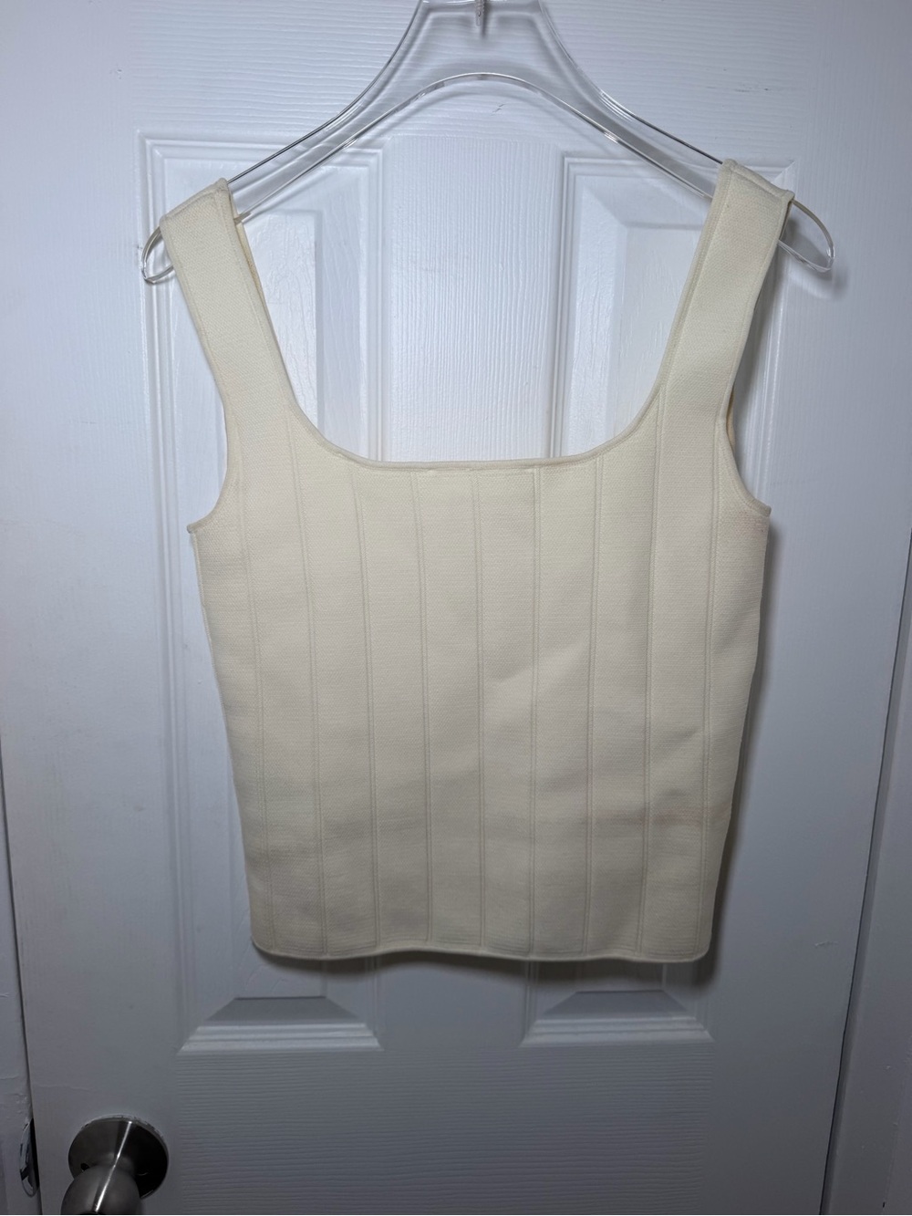 ba&sh Cream Ribbed Square-Neck Tank Top - Picture 4 of 4